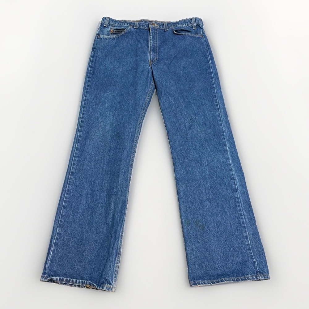 Levi 517 Jeans 38x32 Vintage Orange Tab Bootcut Blue Cotton Denim fits 35x32